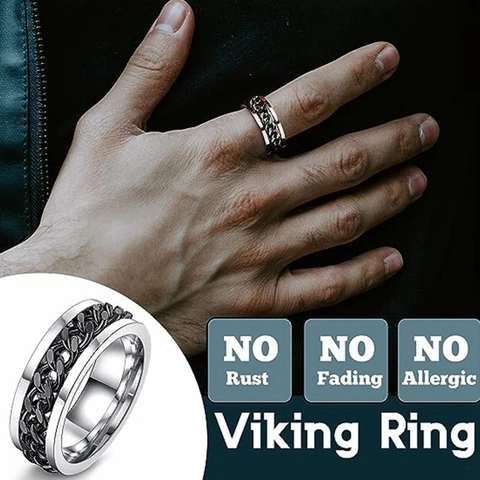 Vintage Titanium Steel Signet Ring For Men Women Celtic Knot Chain Relief Wide Band Rings Retro Punk Jewelry Accessories