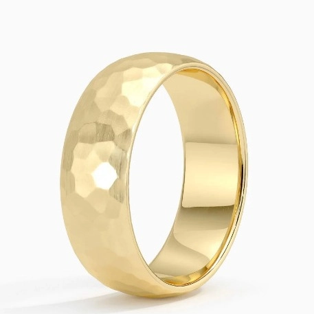 Bague Martelée Minimaliste en Acier Inoxydable pour Hommes Femmes Bande Large Géométrique Électroplaqué Bijoux de Mode Cadeau