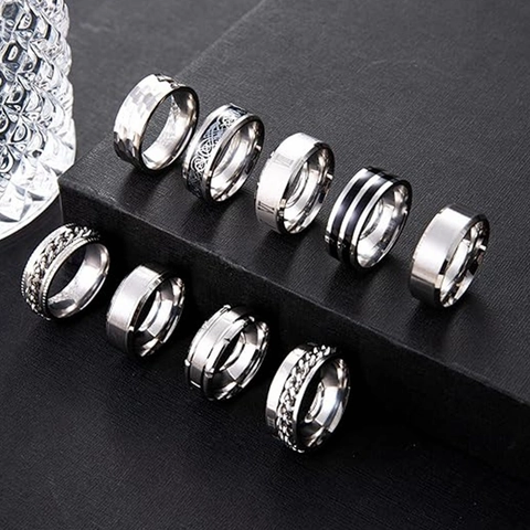 Stainless Steel Spinner Rings Collection For Men Women Anxiety Relief Spinner Band Rings Fashion Electroplated Jewelry