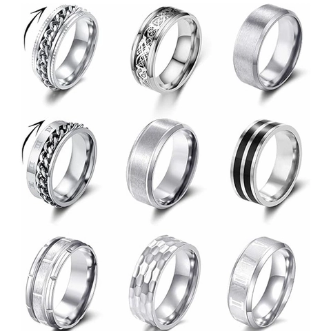 Stainless Steel Spinner Rings Collection For Men Women Anxiety Relief Spinner Band Rings Fashion Electroplated Jewelry