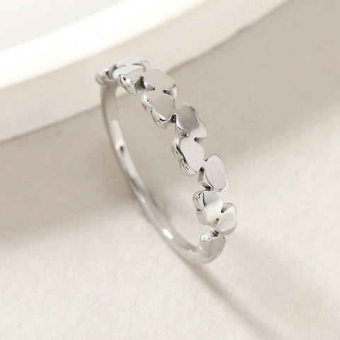 Anello a Fascia Continuo a Forma di Cuore in Acciaio Inossidabile Minimalista per Donna Moda Stile Coreano Oro Argento Nero