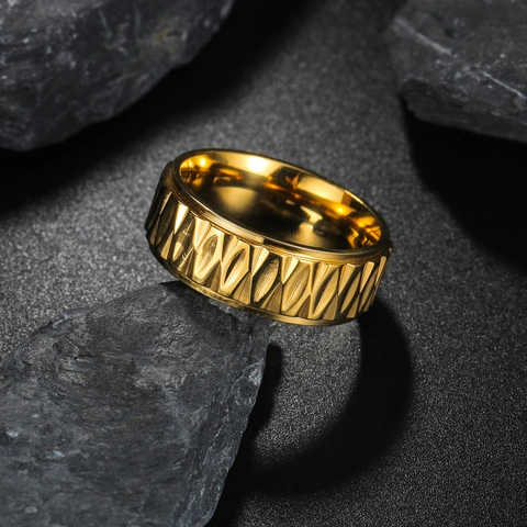 Anello Retro in Acciaio Inossidabile a Facce Geometriche per Uomo Donna Stile Industriale Vintage Oro Argento Nero Gioielli