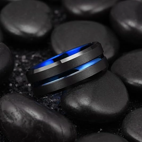 Minimalistisch Edelstahl Drehbar Ring Für Herren Damen Schwarz Blau Matt Gebürstet Stressabbau Mode Schmuck Ring