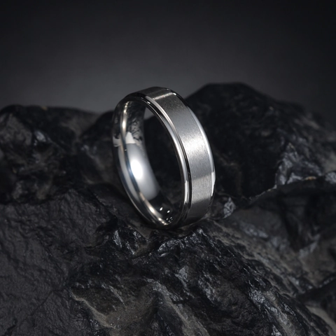 Minimalistischer Edelstahlring Für Herren Damen Gebürstetes Finish Gestufte Kante Matt Gold Silber Schwarz Unisex Schmuck