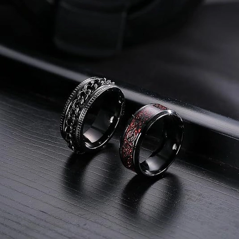 Anello da Uomo in Acciaio Inossidabile Cool Rotazione Fidget Anti Ansia Anelli Catena Numeri Romani Poker Gioielli Unisex