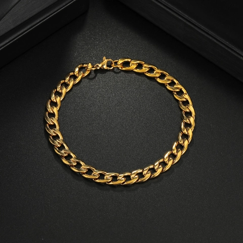 Bracciale in Acciaio Inossidabile con Maglia Cubana Hip Hop per Uomo Donna Catena Twist di Tendenza Regalo Gioielli Oro Argento Nero