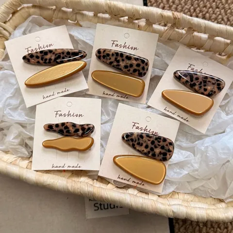 Acetat Legierung Schildpatt Leopardenmuster Haarspangen Für Damen Vintage Bernstein Gelb Spleißen Entenschnabel Zubehör
