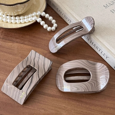 Pinza para el Cabello Estilo Francés Textura Mármol Elegante Material de PC Cuadrada Ovalada Barrette para Mujer Accesorios Vintage