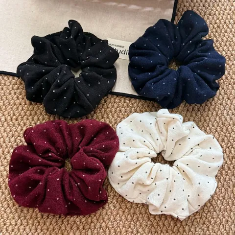 Vintage Πουά Πλεκτό Scrunchie Μαλακό Ύφασμα Ελαστικό Λαστιχάκι Μαλλιών Στυλ Ponytail Holder Για Γυναίκες Αξεσουάρ Μαλλιών