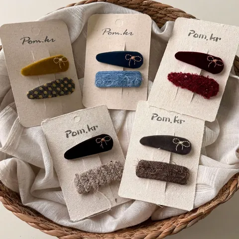 Juego de Pinzas para el Cabello con Lazo Bordado de Tela Estilo Coreano Horquillas de Terciopelo para Niñas y Mujeres