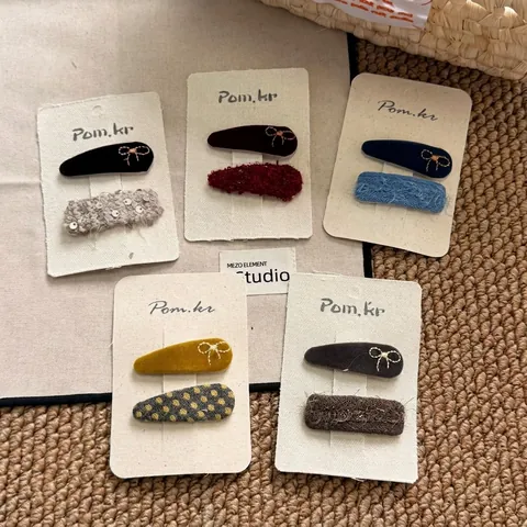 Juego de Pinzas para el Cabello con Lazo Bordado de Tela Estilo Coreano Horquillas de Terciopelo para Niñas y Mujeres
