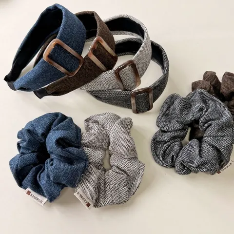 Accessorio per Capelli Vintage a Spina di Pesce in Lana Cerchietto Elastico Pinza a Banana per Donna Autunno Inverno Elegante