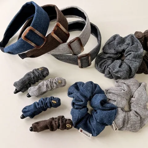 Accessorio per Capelli Vintage a Spina di Pesce in Lana Cerchietto Elastico Pinza a Banana per Donna Autunno Inverno Elegante