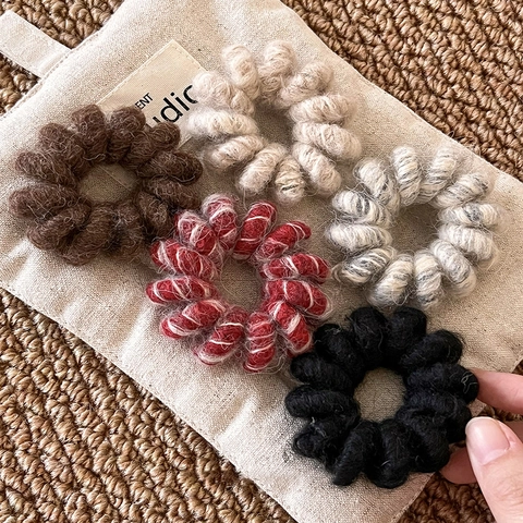 Autumn Winter Plush Telephone Wire Hair Ties For Women High Elasticity Spiral Hair Rope Sweet Furry Durable Hair Accessories