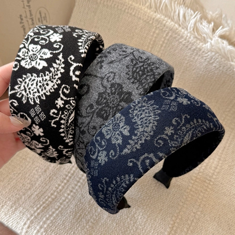 Cerchietto Largo Imbottito In Jacquard Floreale Per Donna Design Retrò In Tessuto Stile Vintage Accessori Per Capelli Eleganti