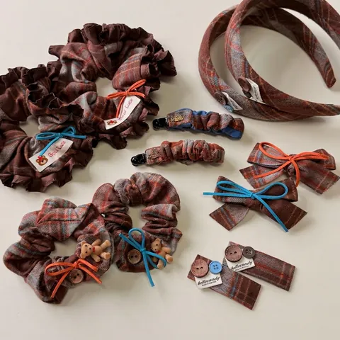 Molletta per Capelli Vintage a Quadri con Fiocco Dolce Bananina Elastico per Capelli Donna Accessori in Tessuto Retro