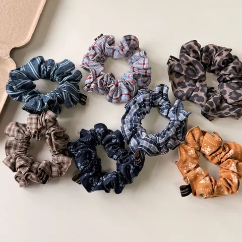 Elastici per Capelli in Tessuto Vintage a Quadri Floreali Leopardati Elastici Accessori per Capelli Stile Coreano Donna