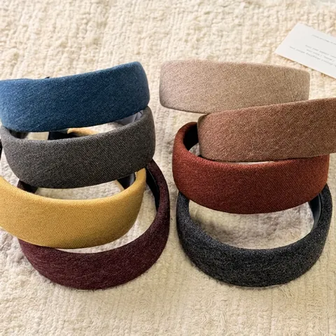 Diadema Acolchada de Punto Vintage para Mujer Ancha Color Sólido Banda de Pelo Gruesa Retro Accesorios de Cabello