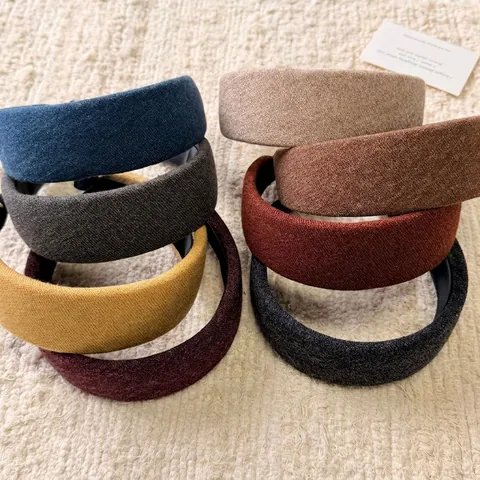Diadema Acolchada de Punto Vintage para Mujer Ancha Color Sólido Banda de Pelo Gruesa Retro Accesorios de Cabello