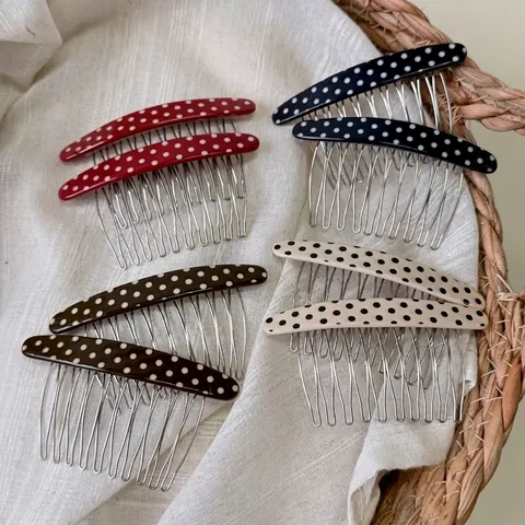 Retro Stippen Acetaat Haarkam Voor Vrouwen Metalen Tanden Haar Insteek Tool Koreaanse Stijl Pony Styling Haaraccessoires