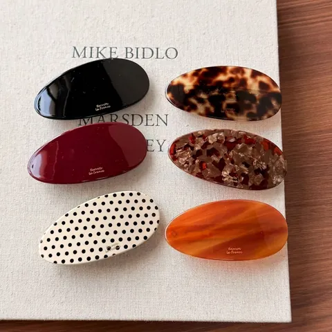 French Acetate Oval Hair Clips Marble Pattern Tortoise Shell Polka Dot Spring Barrette Elegant Hair Pins For Women Hair Accessories