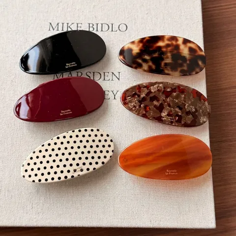 French Acetate Oval Hair Clips Marble Pattern Tortoise Shell Polka Dot Spring Barrette Elegant Hair Pins For Women Hair Accessories