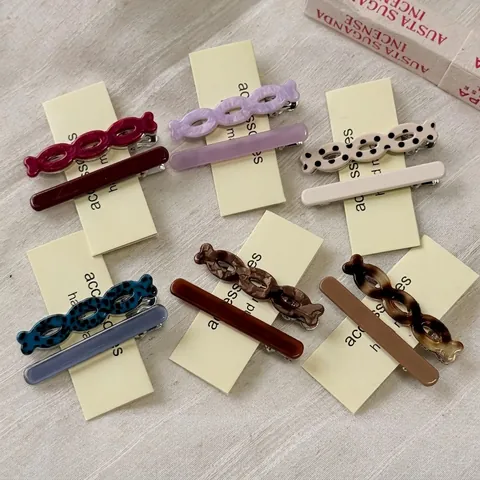 Acetat Geflochtene Kette Haarclips Für Damen Süß Frisch Hohl Entenschnabel Seitenclip Elegant Täglich Handgemacht Haarschmuck