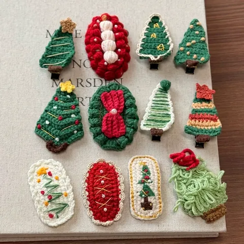 Fermagli per Capelli Natalizi Realizzati a Mano all'Uncinetto Carini Fermagli in Lana Maglia Babbo Natale Albero di Natale per Bambini Donna