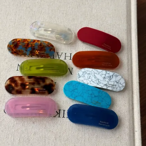 Korean Acetate Oval BB Hair Clip Simple Sweet Multicolor Tortoiseshell Marble Pattern Handmade Fringe Side Clip Hair Accessories For Women