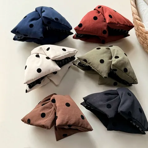 Molla per Capelli Grande in Satin a Pois Stile Coreano Fatta a Mano Imbottita Shark Clip Accessori per Capelli Moda Donna