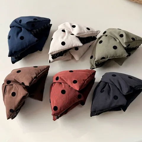 Molla per Capelli Grande in Satin a Pois Stile Coreano Fatta a Mano Imbottita Shark Clip Accessori per Capelli Moda Donna