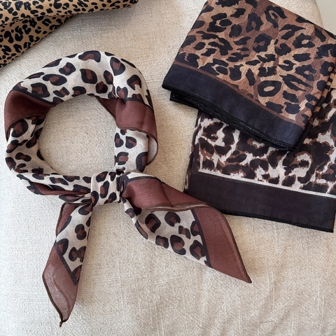 Collar de Bufanda de Satén Con Estampado de Leopardo Retro para Mujer Bufanda de Cuello Con Patrón Animal Diadema Decorativa