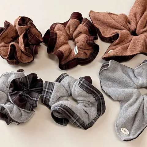 Scrunchie in Maglia a Quadri Autunno Inverno per Donna Elastici per Capelli Vintage a Scacchi Fatti a Mano Accessori