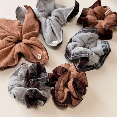 Scrunchie in Maglia a Quadri Autunno Inverno per Donna Elastici per Capelli Vintage a Scacchi Fatti a Mano Accessori