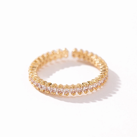 Mode Kupfer Strass Eternity Ring Luxus Verstellbarer Öffnender Fingerring Für Damen Geometrischer Pendler Schmuck