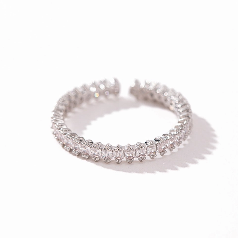 Mode Kupfer Strass Eternity Ring Luxus Verstellbarer Öffnender Fingerring Für Damen Geometrischer Pendler Schmuck