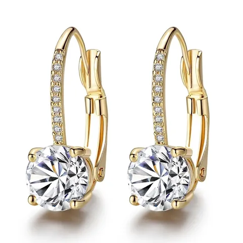 Luxus Kupfer Zirkonia Brizur Ohrringe Rundschliff 18K Gold Silber Plattiert Pavé Akzent Mode Schmuck Für Damen