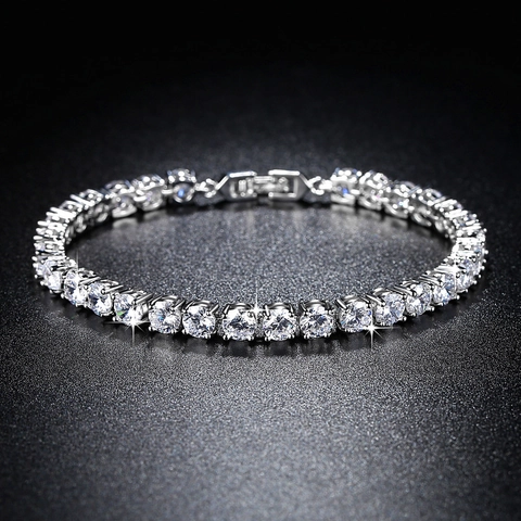 Classic Alloy Zirconia Tennis Bracelet For Women Luxury Round Cut Zircon Link Chain Bracelet Elegant Jewelry Birthday Gift