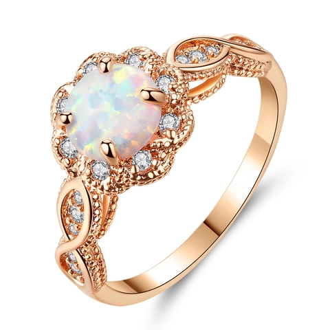 925 Sterling Zilveren Opaal Bloem Infinity Ring Voor Vrouwen Geometrische Strass Mode Forens Sieraden Witgoud Roségoud
