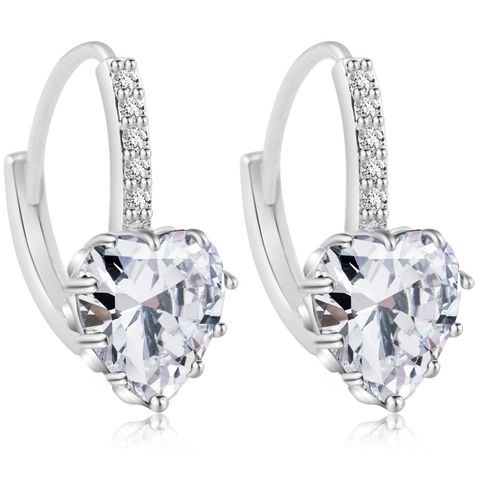 Pendientes De Aro Con Forma De Corazón Circonita Cúbica Cobre Joyas Románticas Para Mujer