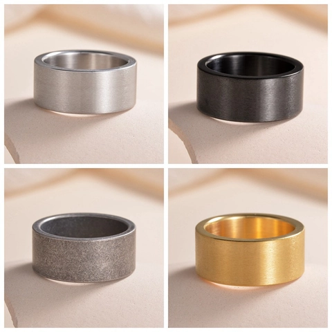 Minimalistische Titaniumstalen Brede Band Ring Voor Heren Dames Mat Geborsteld Industriële Stijl Vingerring Sieraden Cadeau