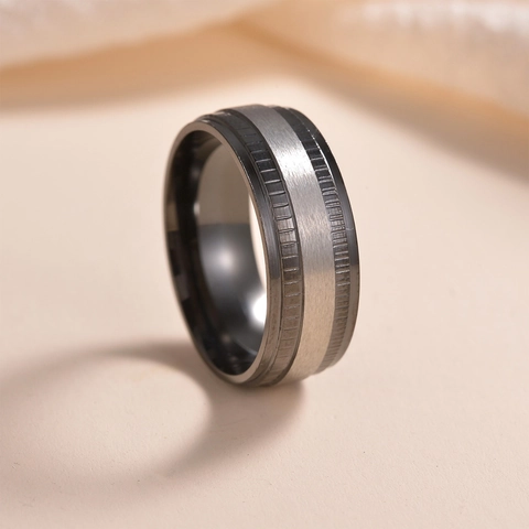 Anello Battistrada in Acciaio al Titanio da Uomo Design a Ingranaggi Moda Metallo Spazzolato Fede nuziale Regalo per Uomo Gioielli