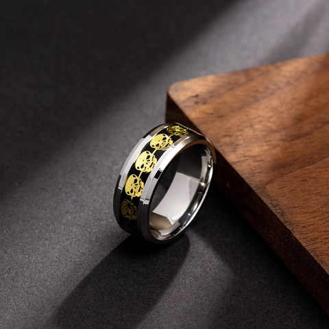 Punk Stainless Steel Skull Ring For Men Women Gothic Biker Band Ring Skeleton Embossed Finger Jewelry Anniversary Gift