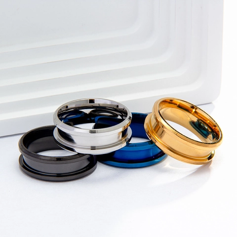 Stainless Steel Ring Core For DIY Jewelry Making Minimalist Groove Ring Blanks Polished Industrial Style Finger Ring Unisex