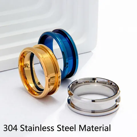 Stainless Steel Ring Core For DIY Jewelry Making Minimalist Groove Ring Blanks Polished Industrial Style Finger Ring Unisex