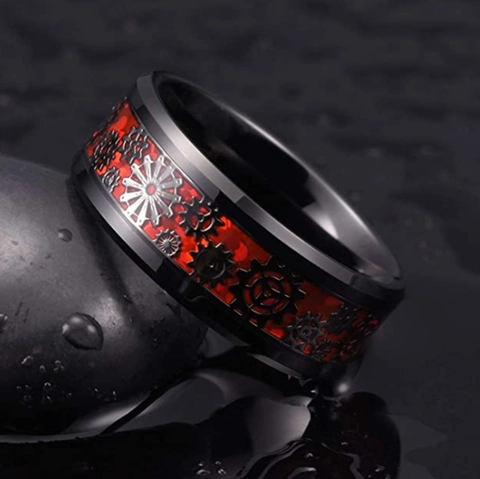 Bague Engrenage Mécanique Steampunk Pour Hommes Femmes Acier Au Titane Esthétique Industrielle Bande Fibre De Carbone Bijoux