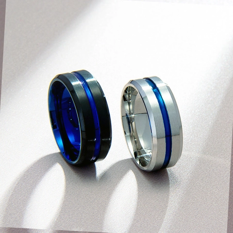 Modern Men Titanium Steel Ring Brushed Finish Contrasting Color Band Ring Polished Inner Daily Commuting Unisex Jewelry