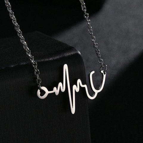 Titanium Steel Stethoscope EKG Heartbeat Necklace Gold Silver Pulse Line Pendant Medical Doctor Nurse Jewelry Gift For Women