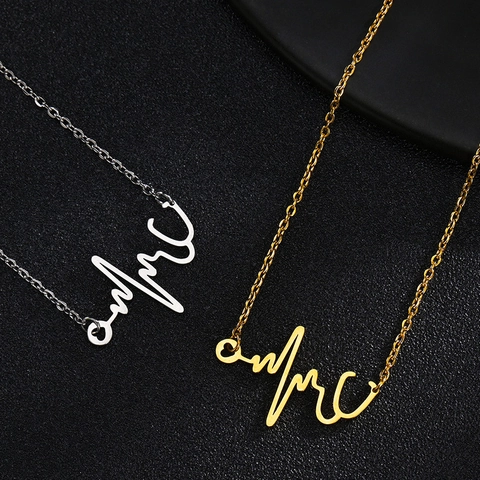 Titanium Steel Stethoscope EKG Heartbeat Necklace Gold Silver Pulse Line Pendant Medical Doctor Nurse Jewelry Gift For Women