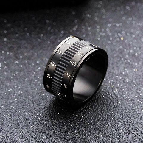 Anneau Rotatif Créatif d'Objectif de Caméra Pour Hommes Femmes Acier Inoxydable 316L Industriel Punk Décompression Bijoux Cadeau